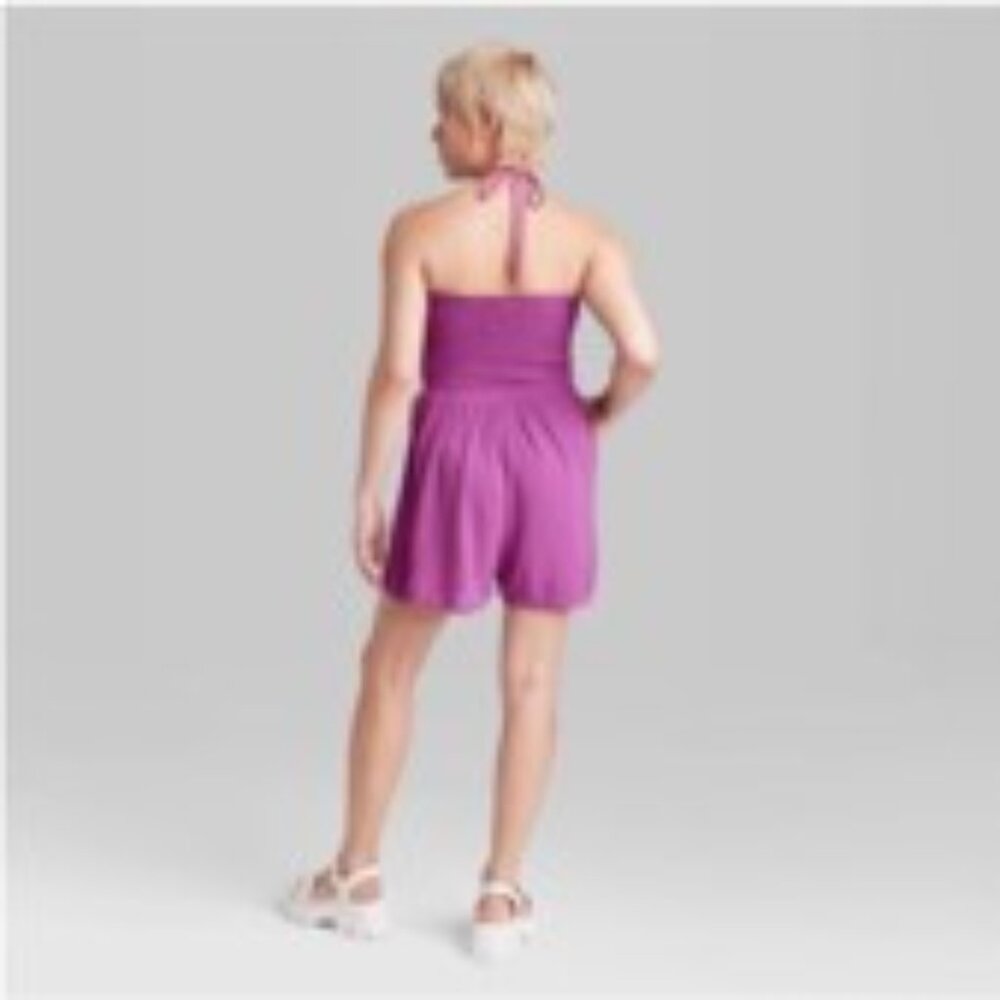 Wild Fable Neck Tie Halter Crinkle Smocked Rayon Jumper Shorts Various Sizes NWT - Picture 9 of 9